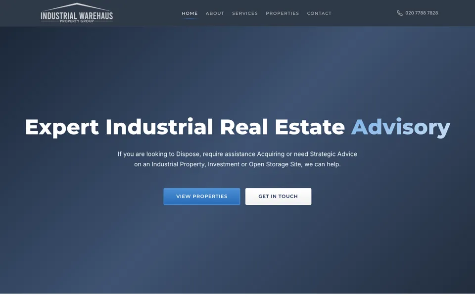 The Industrial Warehaus Property Group website homepage