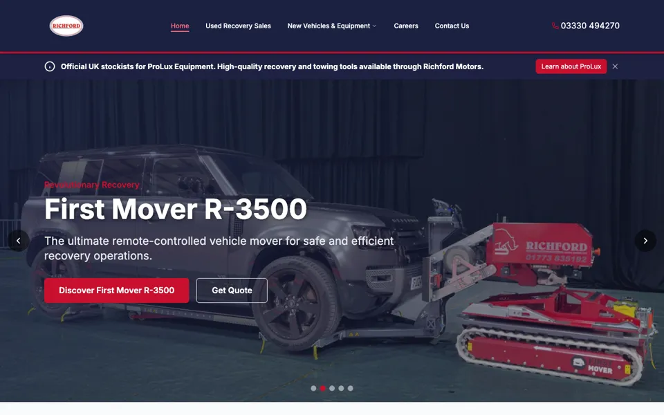The Richford Motor Services website homepage
